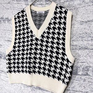 Houndone V-neck Knit Vest Layered Cropped